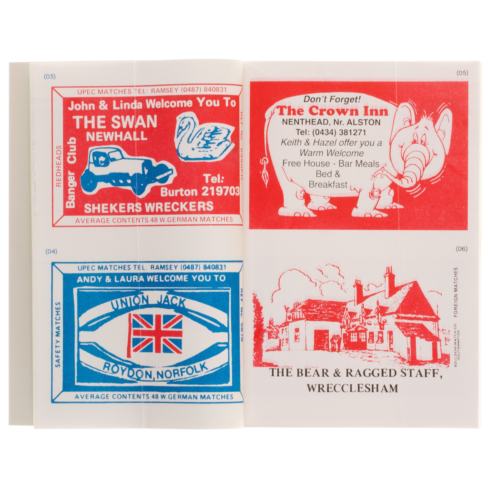 UK Pub Matchbox Labels