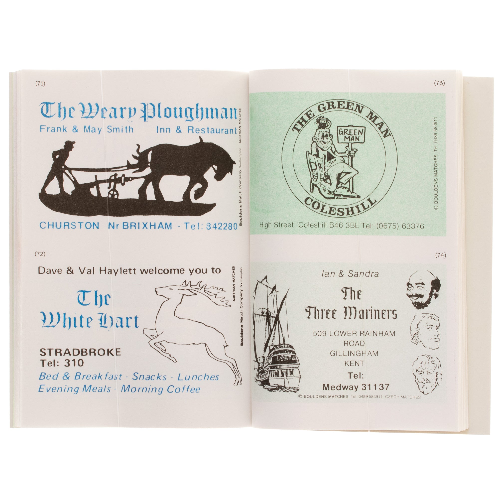 UK Pub Matchbox Labels