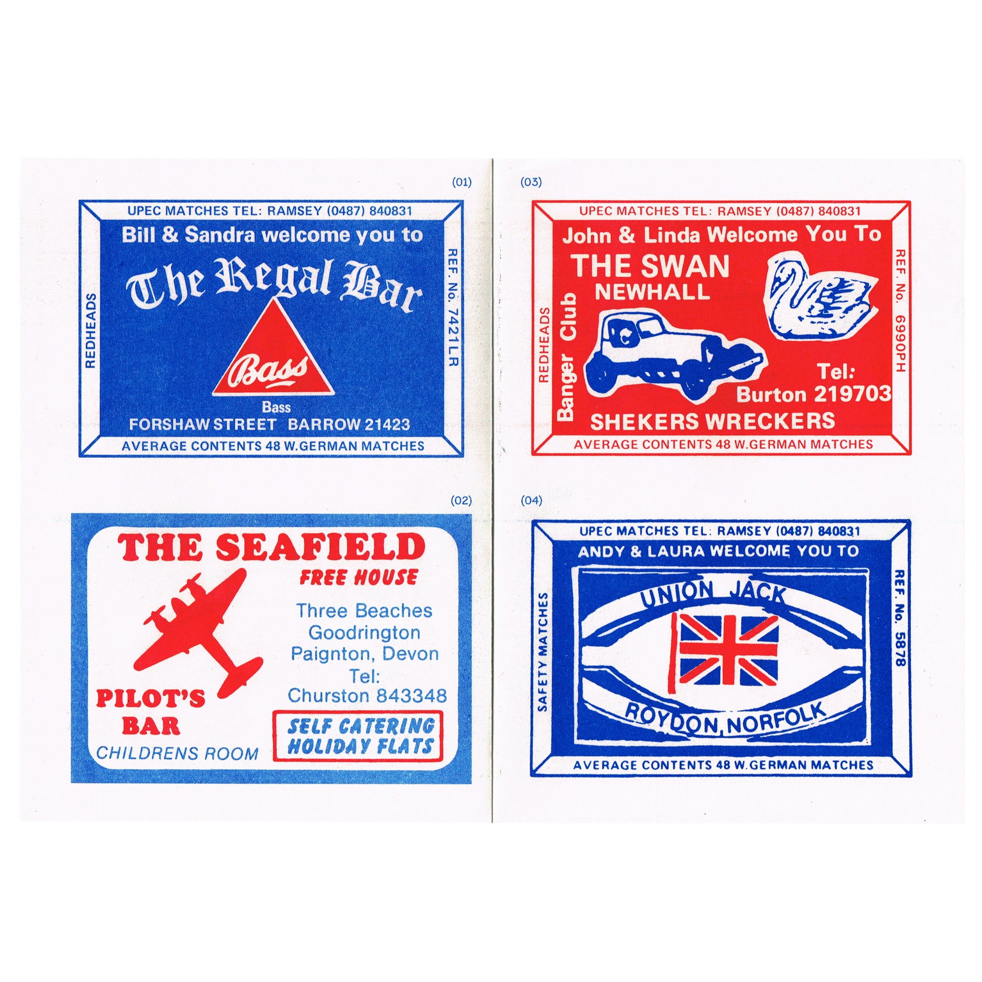 UK Pub Matchbox Labels